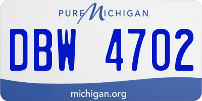MI license plate DBW4702