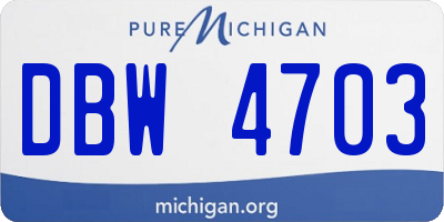 MI license plate DBW4703