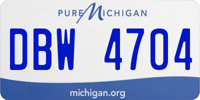 MI license plate DBW4704