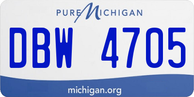 MI license plate DBW4705