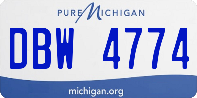 MI license plate DBW4774