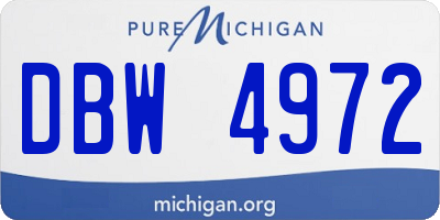 MI license plate DBW4972