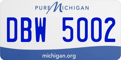MI license plate DBW5002