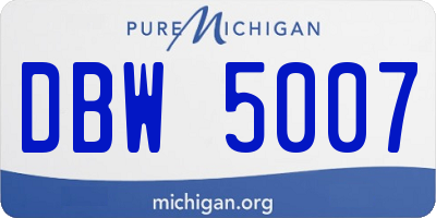 MI license plate DBW5007
