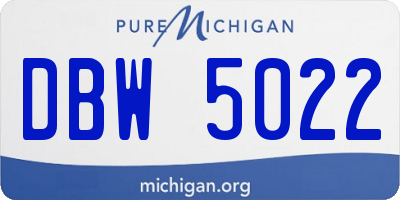 MI license plate DBW5022