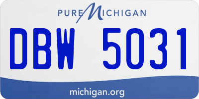 MI license plate DBW5031