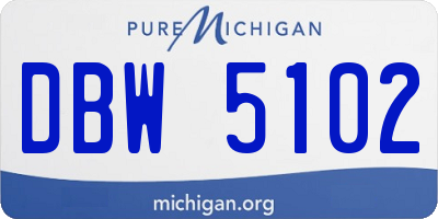 MI license plate DBW5102