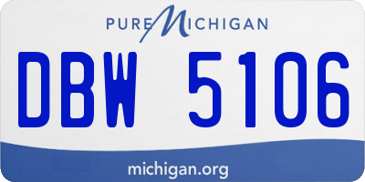 MI license plate DBW5106