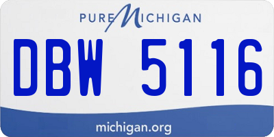 MI license plate DBW5116
