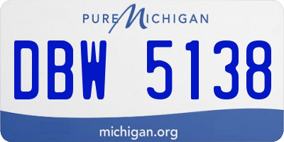 MI license plate DBW5138