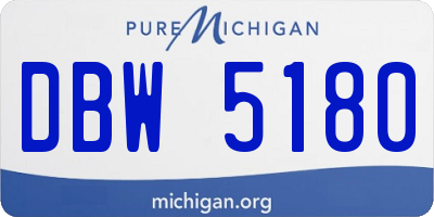 MI license plate DBW5180