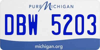 MI license plate DBW5203