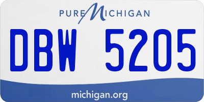 MI license plate DBW5205