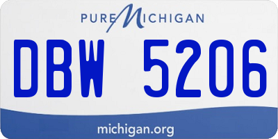 MI license plate DBW5206
