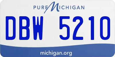 MI license plate DBW5210