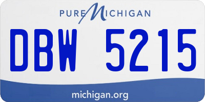 MI license plate DBW5215