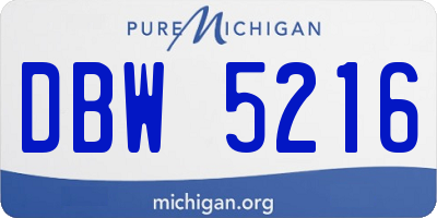 MI license plate DBW5216