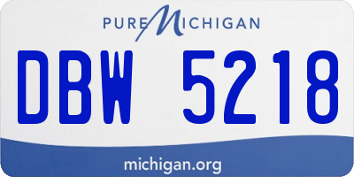 MI license plate DBW5218