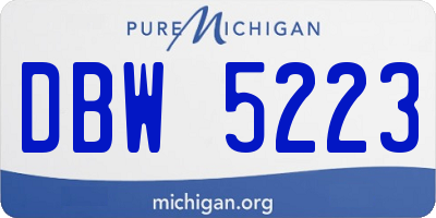 MI license plate DBW5223