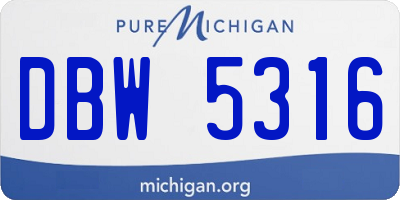 MI license plate DBW5316