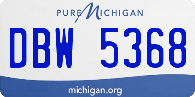 MI license plate DBW5368