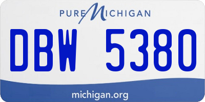 MI license plate DBW5380