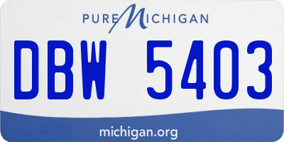 MI license plate DBW5403
