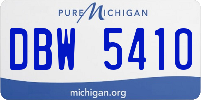 MI license plate DBW5410
