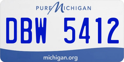 MI license plate DBW5412