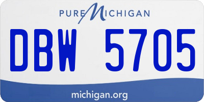 MI license plate DBW5705