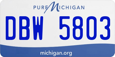 MI license plate DBW5803