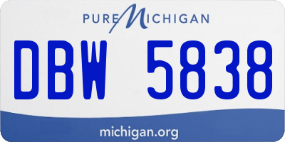 MI license plate DBW5838