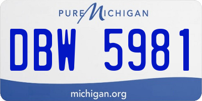 MI license plate DBW5981