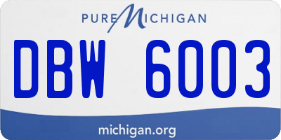 MI license plate DBW6003