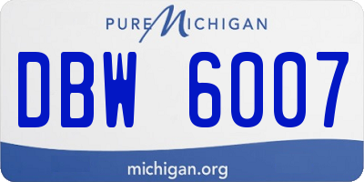 MI license plate DBW6007