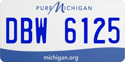 MI license plate DBW6125