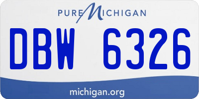 MI license plate DBW6326