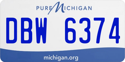 MI license plate DBW6374