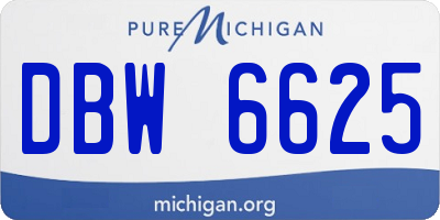 MI license plate DBW6625
