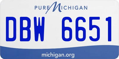 MI license plate DBW6651