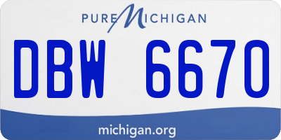 MI license plate DBW6670