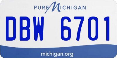 MI license plate DBW6701
