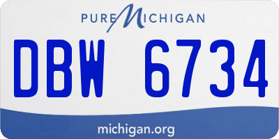 MI license plate DBW6734