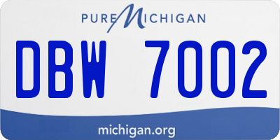 MI license plate DBW7002