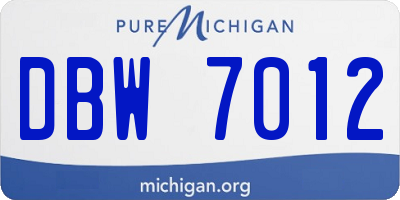 MI license plate DBW7012