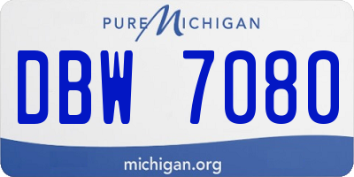 MI license plate DBW7080