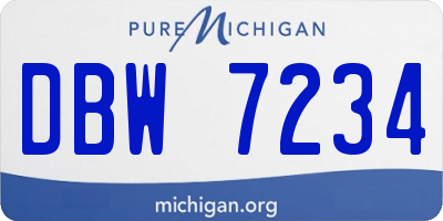MI license plate DBW7234