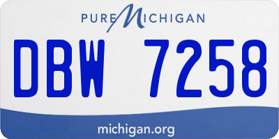 MI license plate DBW7258