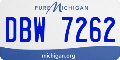 MI license plate DBW7262