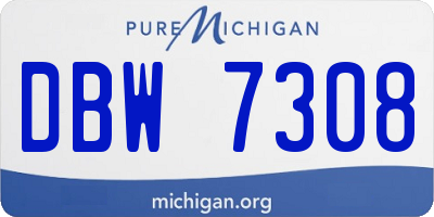 MI license plate DBW7308